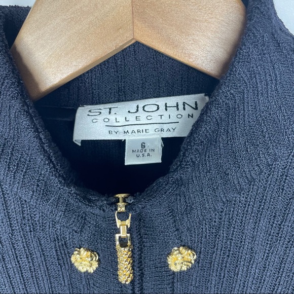 St. John Collection Knit Black Jacket Cardigan - Picture 7 of 11